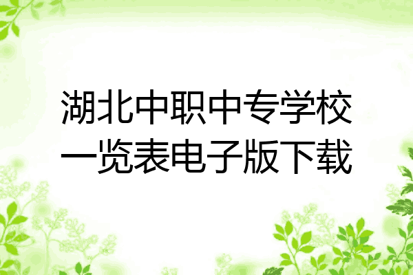 湖北中职中专学校一览表电子版下载