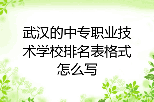 武汉的中专职业技术学校排名表格式怎么写