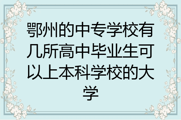 鄂州的中专学校有几所高中毕业生可以上本科学校的大学