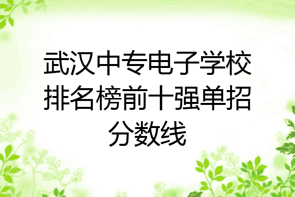 武汉中专电子学校排名榜前十强单招分数线