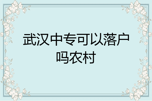 武汉中专可以落户吗农村