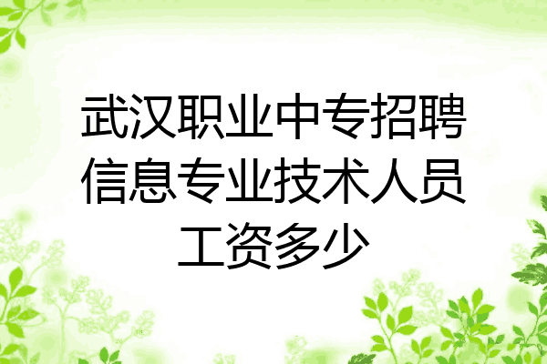 武汉职业中专招聘信息专业技术人员工资多少