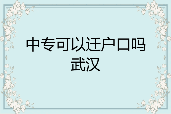中专可以迁户口吗武汉
