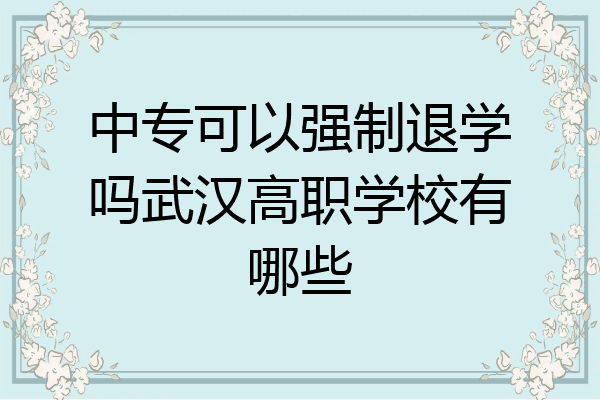 中专可以强制退学吗武汉高职学校有哪些
