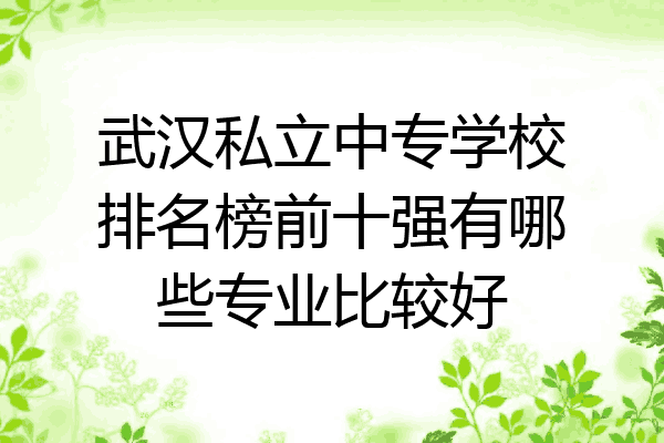 武汉私立中专学校排名榜前十强有哪些专业比较好