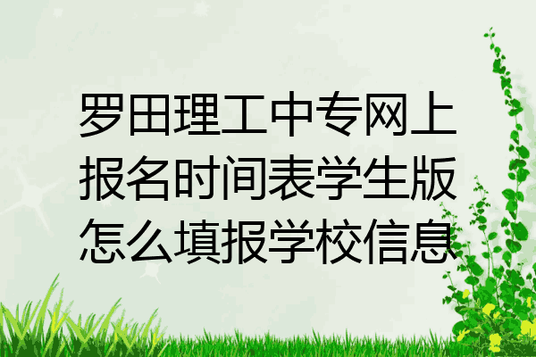 罗田理工中专网上报名时间表学生版怎么填报学校信息