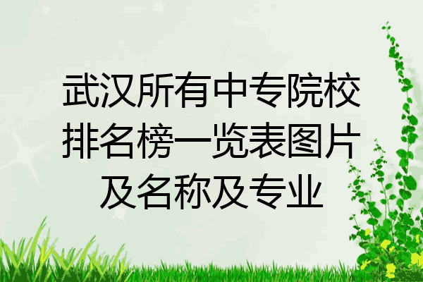 武汉所有中专院校排名榜一览表图片及名称及专业