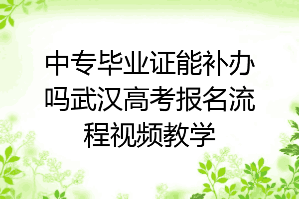中专毕业证能补办吗武汉高考报名流程视频教学