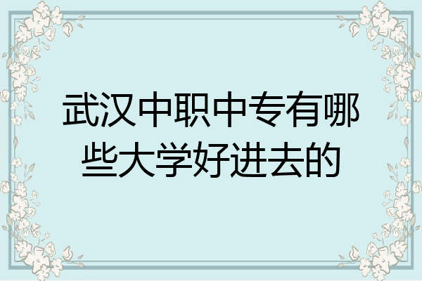 武汉中职中专有哪些大学好进去的