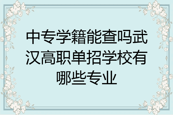 中专学籍能查吗武汉高职单招学校有哪些专业