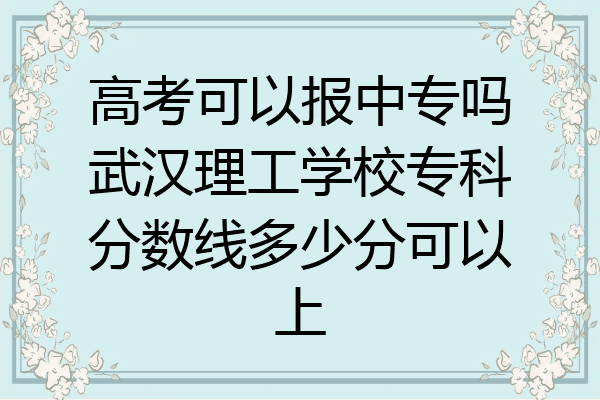 高考可以报中专吗武汉理工学校专科分数线多少分可以上