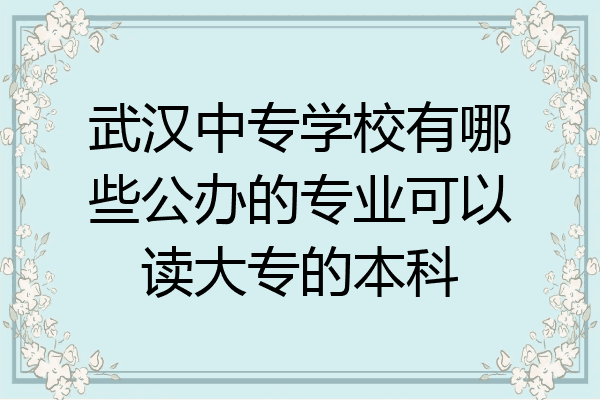 武汉中专学校有哪些公办的专业可以读大专的本科