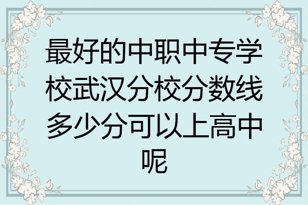 最好的中职中专学校武汉分校分数线多少分可以上高中呢
