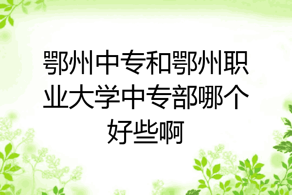 鄂州中专和鄂州职业大学中专部哪个好些啊