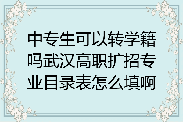 中专生可以转学籍吗武汉高职扩招专业目录表怎么填啊