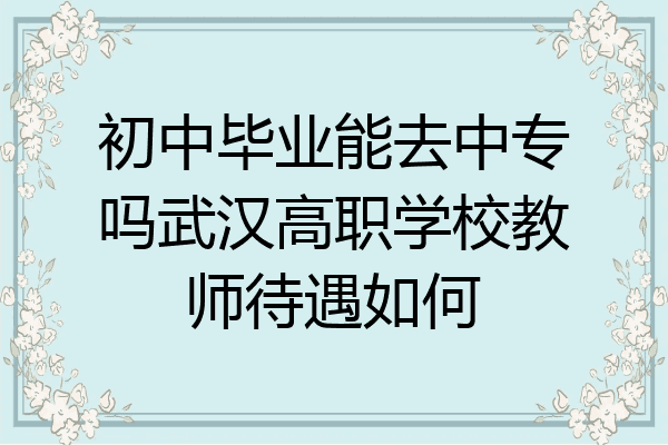 初中毕业能去中专吗武汉高职学校教师待遇如何
