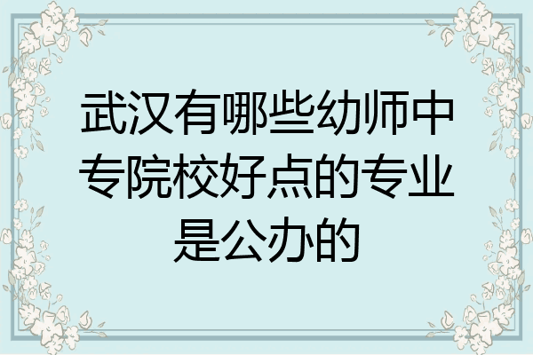 武汉有哪些幼师中专院校好点的专业是公办的