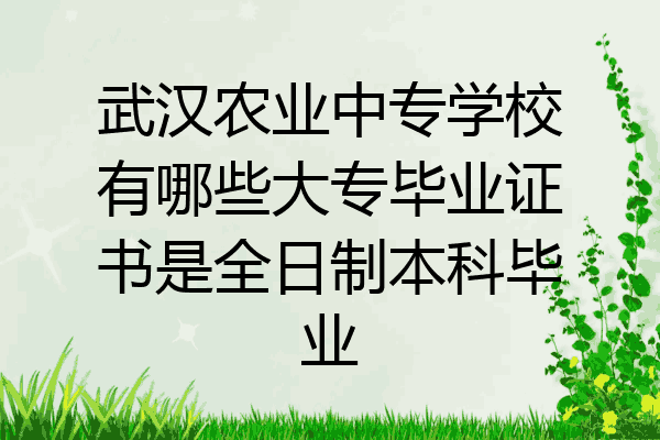 武汉农业中专学校有哪些大专毕业证书是全日制本科毕业
