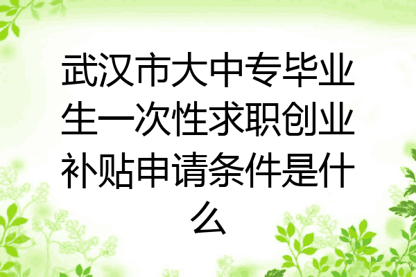 武汉市大中专毕业生一次性求职创业补贴申请条件是什么
