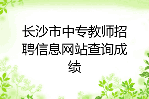 长沙市中专教师招聘信息网站查询成绩