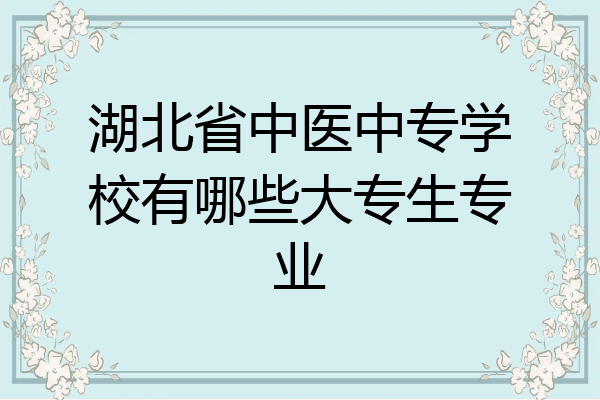 湖北省中医中专学校有哪些大专生专业