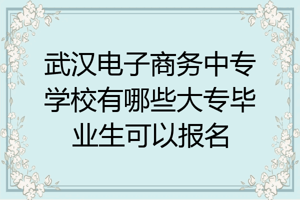 武汉电子商务中专学校有哪些大专毕业生可以报名