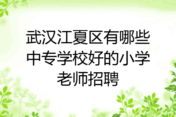 武汉江夏区有哪些中专学校好的小学老师招聘