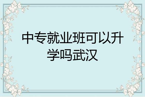 中专就业班可以升学吗武汉