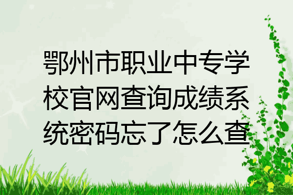 鄂州市职业中专学校官网查询成绩系统密码忘了怎么查