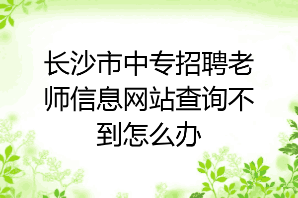 长沙市中专招聘老师信息网站查询不到怎么办