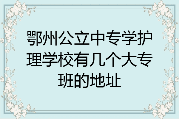 鄂州公立中专学护理学校有几个大专班的地址