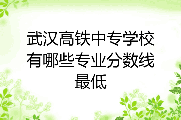 武汉高铁中专学校有哪些专业分数线最低