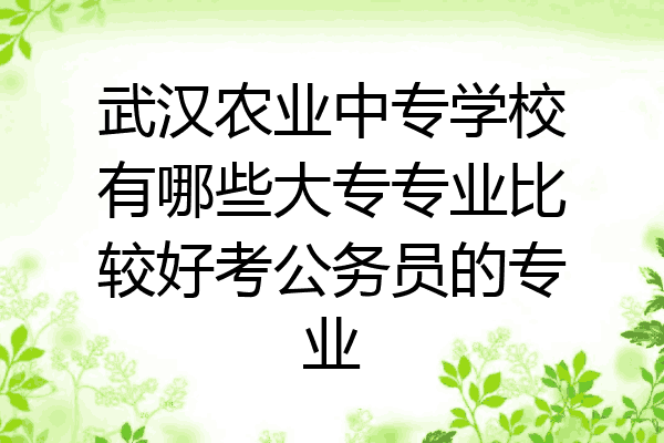 武汉农业中专学校有哪些大专专业比较好考公务员的专业