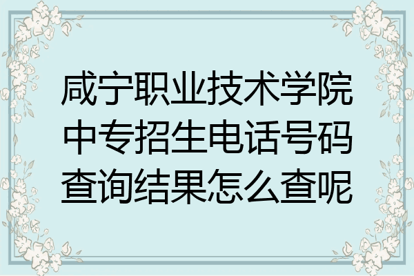咸宁职业技术学院中专招生电话号码查询结果怎么查呢