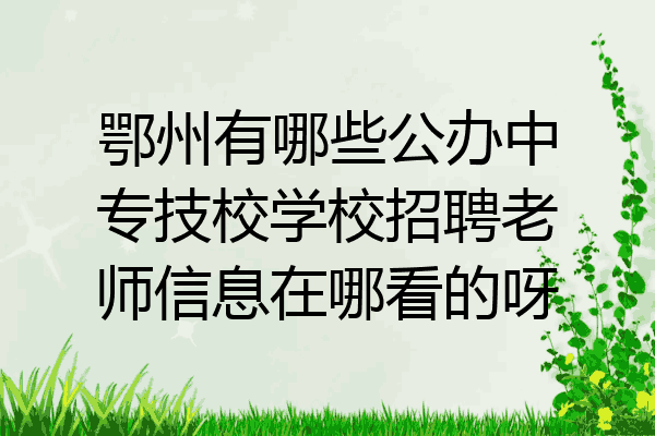 鄂州有哪些公办中专技校学校招聘老师信息在哪看的呀