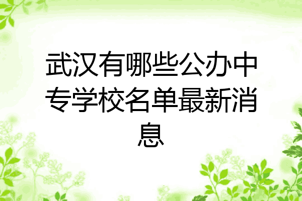 武汉有哪些公办中专学校名单最新消息