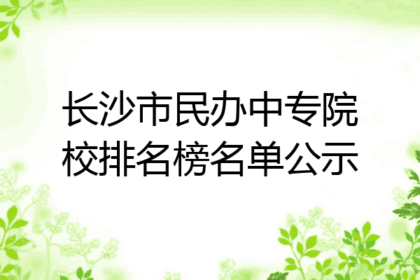 长沙市民办中专院校排名榜名单公示