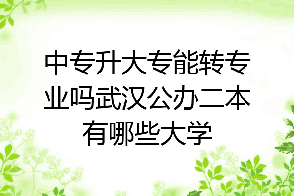 中专升大专能转专业吗武汉公办二本有哪些大学
