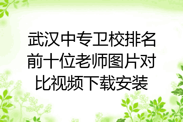 武汉中专卫校排名前十位老师图片对比视频下载安装