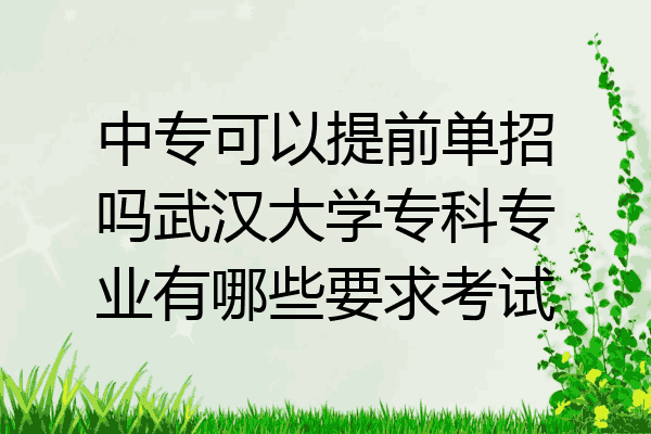 中专可以提前单招吗武汉大学专科专业有哪些要求考试