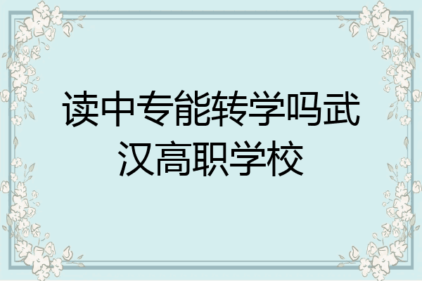 读中专能转学吗武汉高职学校