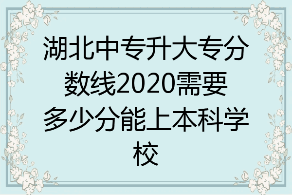 湖北中专升大专分数线2020需要多少分能上本科学校