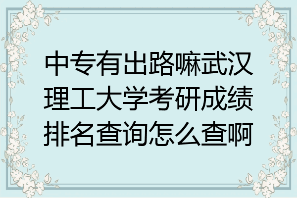 中专有出路嘛武汉理工大学考研成绩排名查询怎么查啊