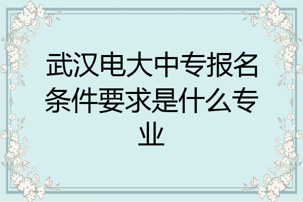 武汉电大中专报名条件要求是什么专业