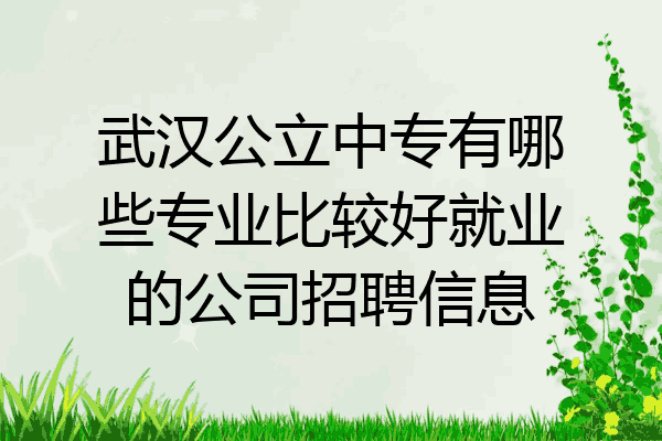 武汉公立中专有哪些专业比较好就业的公司招聘信息