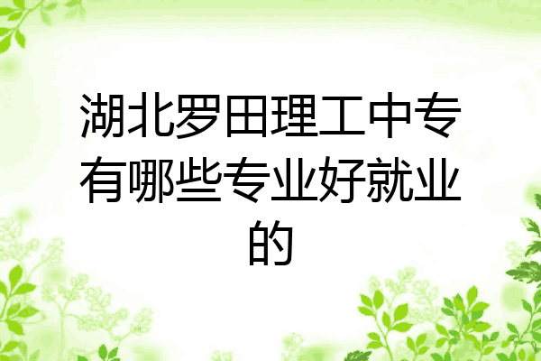 湖北罗田理工中专有哪些专业好就业的