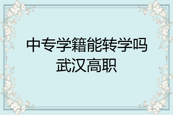 中专学籍能转学吗武汉高职