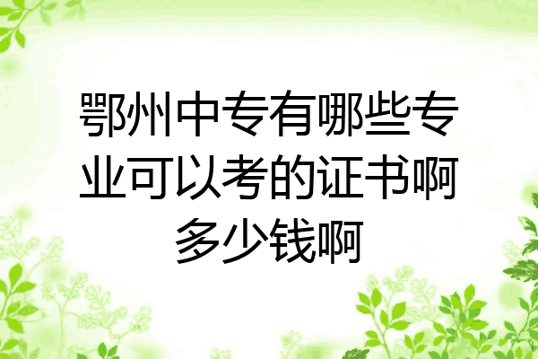鄂州中专有哪些专业可以考的证书啊多少钱啊