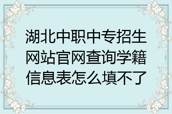 湖北中职中专招生网站官网查询学籍信息表怎么填不了