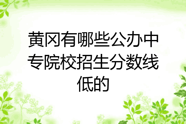 黄冈有哪些公办中专院校招生分数线低的